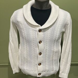 Lavane cardigan sweater cream knitted Shaw collar modern fit